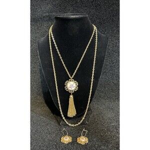 Park Lane Gold Tone Double Chain Pendant Necklace With Matching Earrings J37